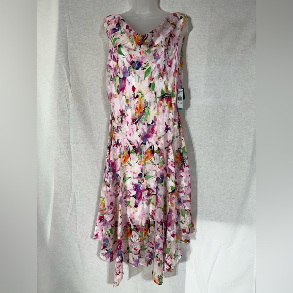 Robbie Bee Asymmetrical Floral Dress - Pink and Purple